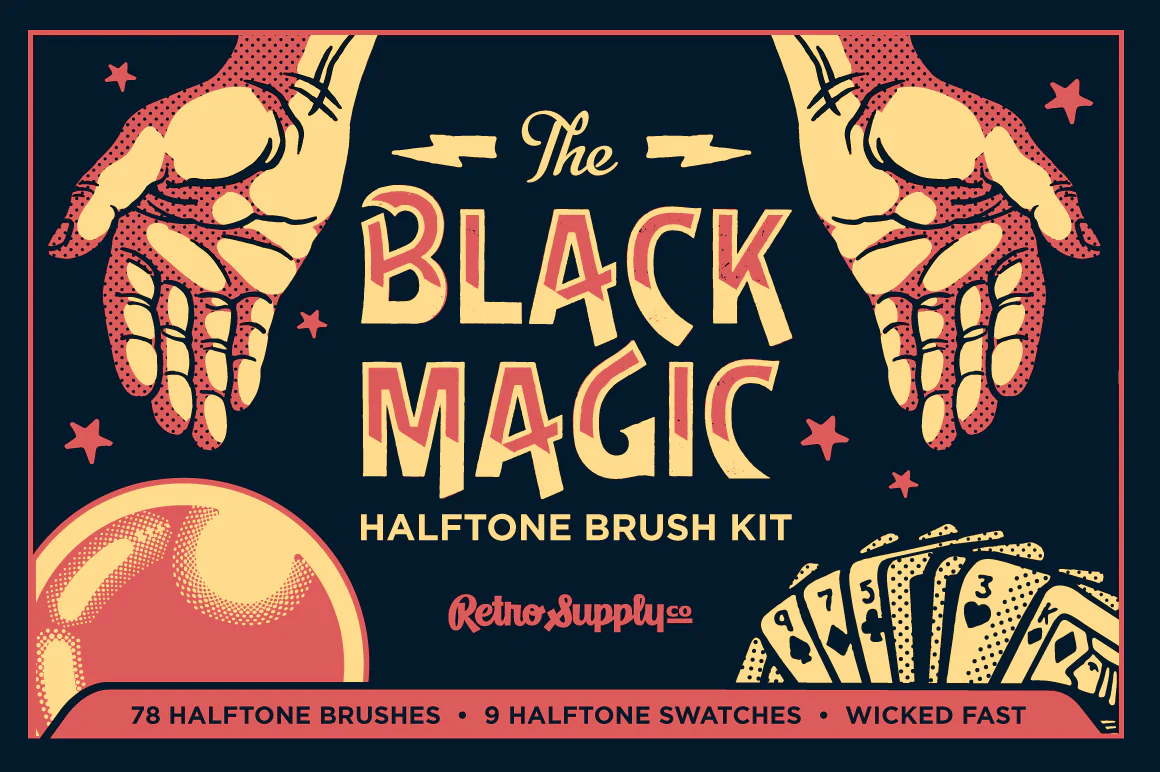 Black Magic Halftones | Vector Halftone Pattern Brushes for Adobe Illustrator