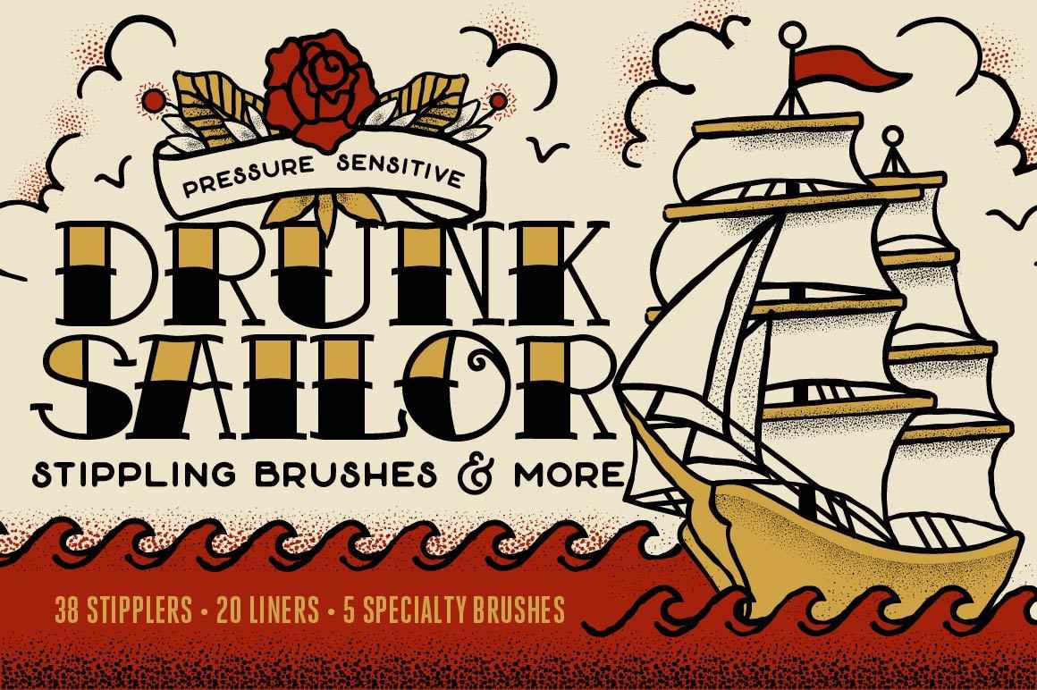 Drunk Sailor | Vector Stippling Brushes