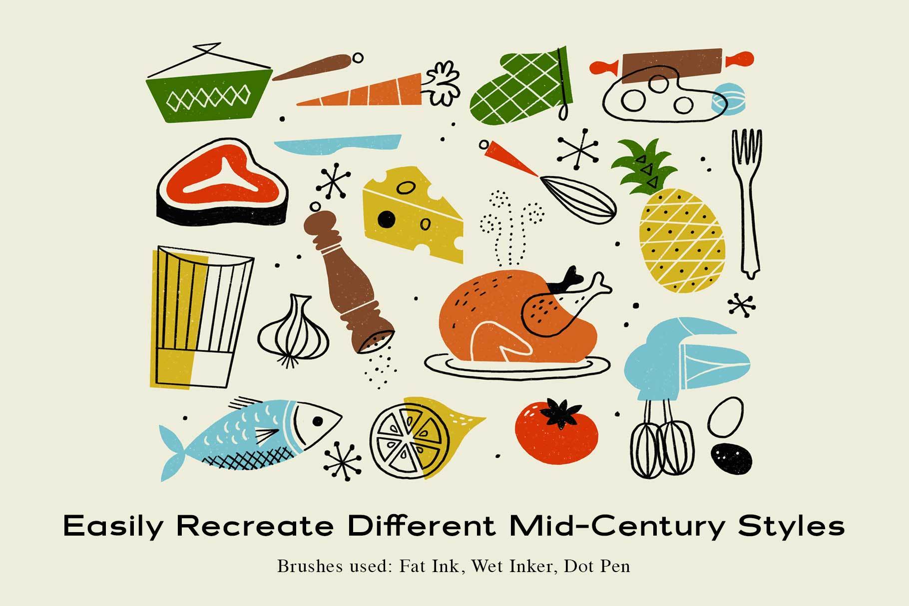 The Mid-Century Brush Pack for Procreate - Image 6