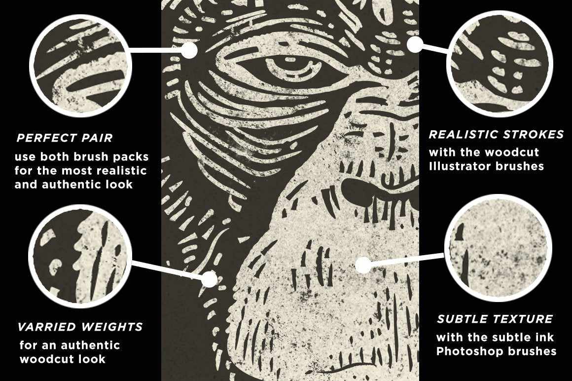 The Woodcut Brush Kit for Adobe Illustrator - Image 6